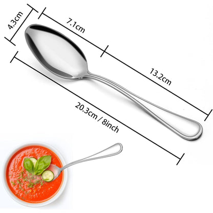 24er Set Suppenlöffel Edelstahl 20,3cm, spülmaschinenfest, Silber