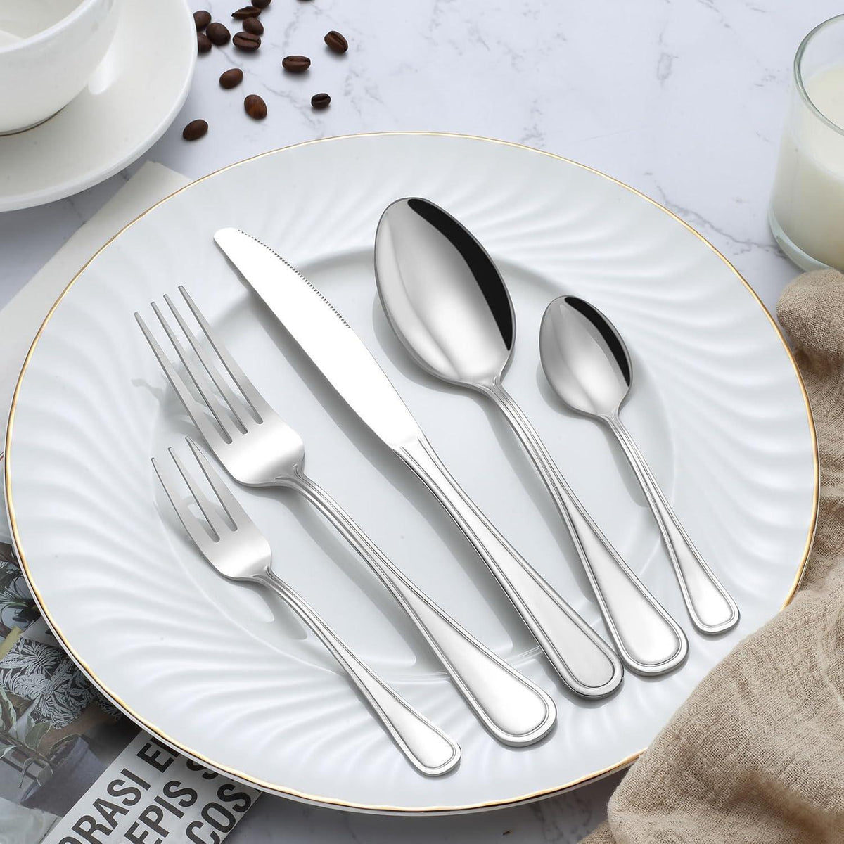 24er Set Suppenlöffel Edelstahl 20,3cm, spülmaschinenfest, Silber