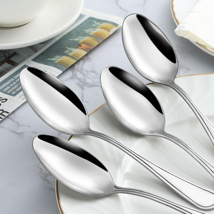 24er Set Suppenlöffel Edelstahl 20,3cm, spülmaschinenfest, Silber
