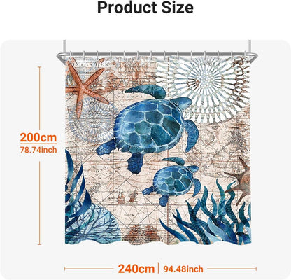 Duschvorhang 240x200cm Meeresschildkröte Antischimmel Wasserabweisend