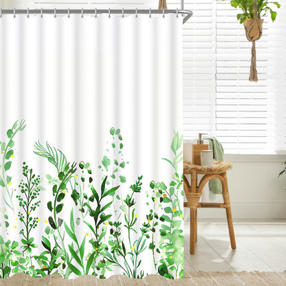 Duschvorhang Grün Blätter 100x180cm Antischimmel Wasserabweisend Polyester