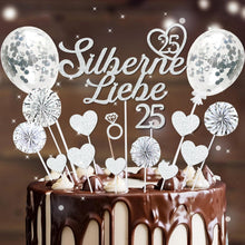 Tortendeko Silberhochzeit Liebe Cake Topper Glitzer 25 Hochzeitstag