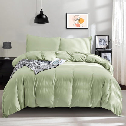 Bettwäsche-Set Mikrofaser 155x220 cm Salbeigrün Kissenbezug 80x80 cm