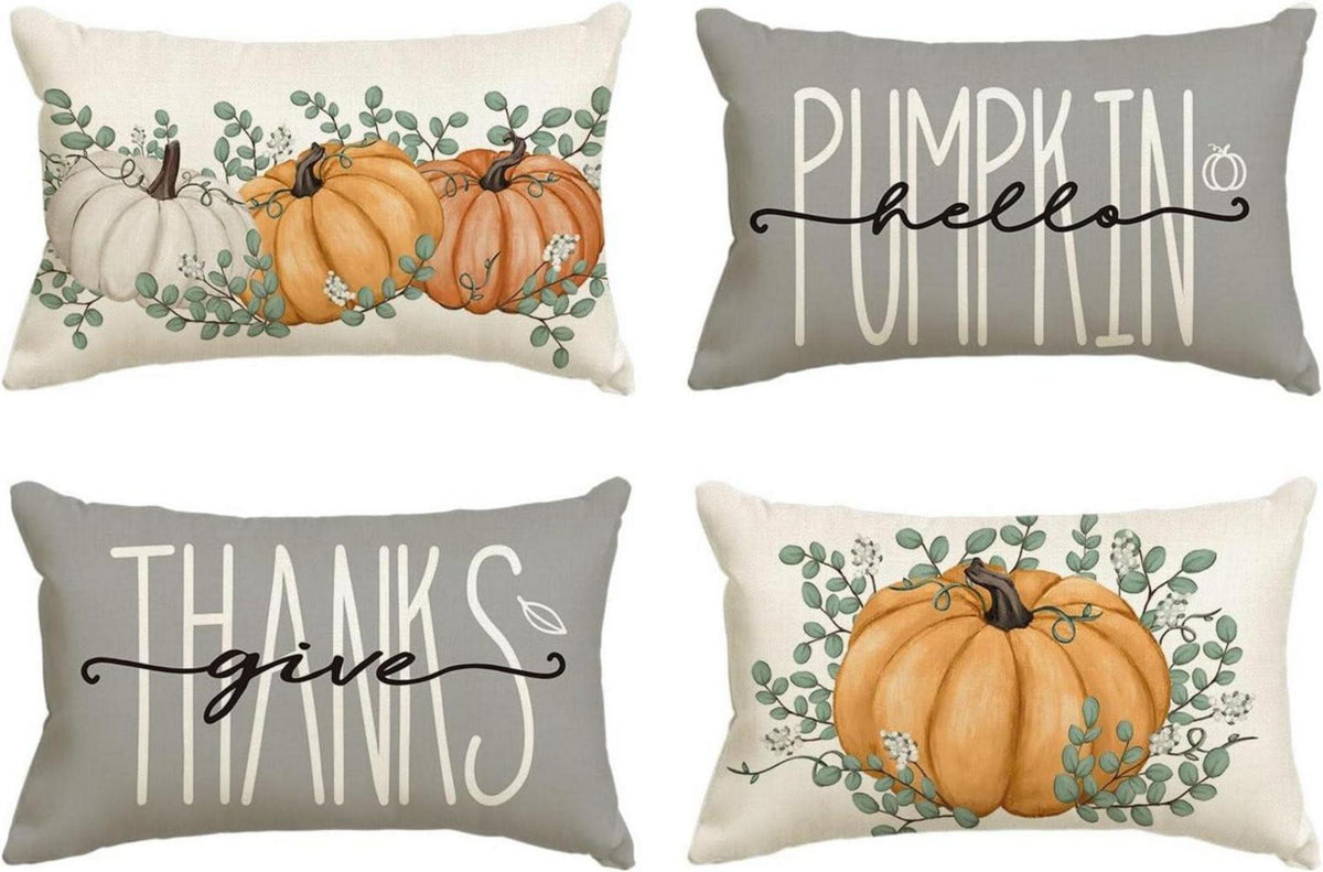 Herbst Kürbisse Orange Kissenbezüge 4er Set 30x50 cm