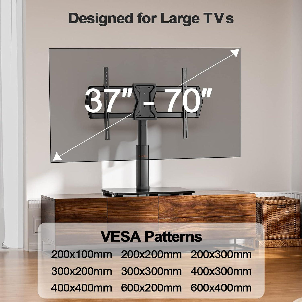 TV Standfuß Schwenkbar Höhenverstellbar für 37-70 Zoll Fernseher bis 45 KG