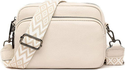 Damen Umhängetasche Echtes Leder Crossbody Bag mit breitem