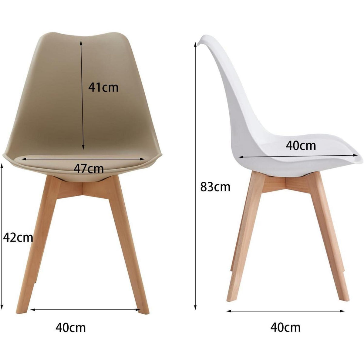 Esszimmerstuhl Set 8er – Weiß & Beige, Massivholzbeine