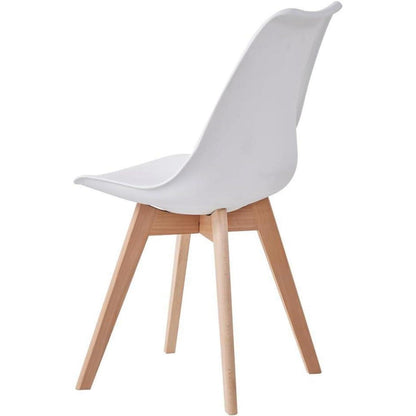 Esszimmerstuhl Set 8er – Weiß & Beige, Massivholzbeine