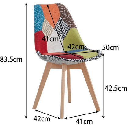Patchwork Esszimmerstühle Set (Blau+Rot) mit Sitzkissen