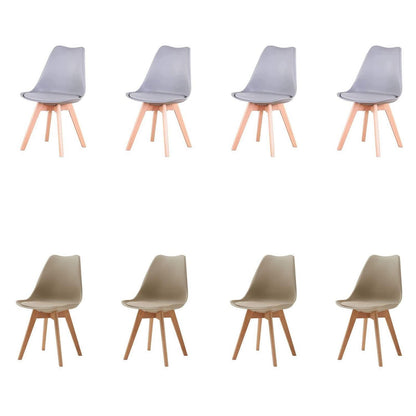 Esszimmerstuhl Set 8er – Massivholz, Abnehmbares Kissen (Glau+Beige)