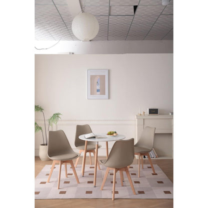 Esszimmerstuhl Set 8er – Massivholz, Abnehmbares Kissen (Glau+Beige)