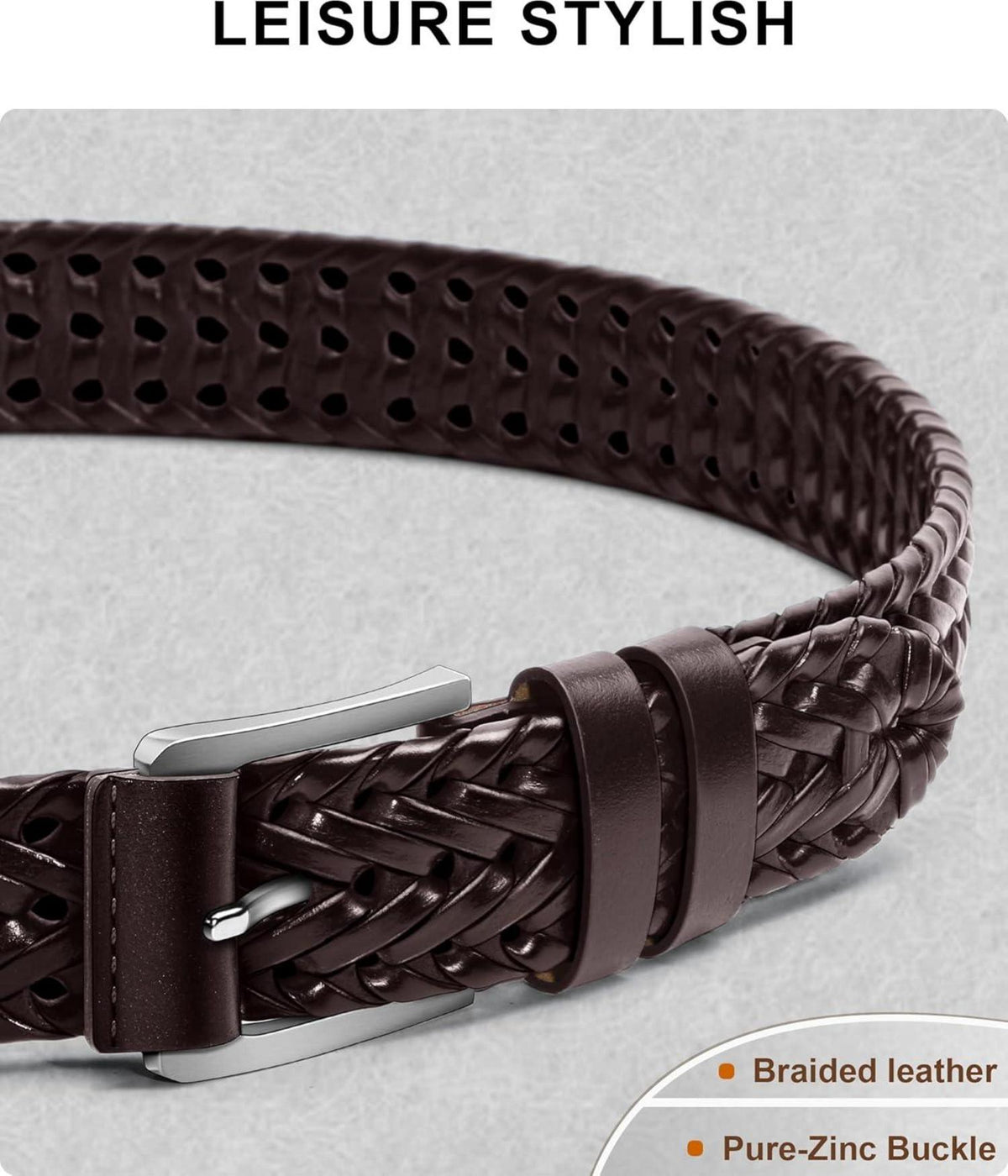 Geflochtener Ledergürtel Herren Golfgürtel 35mm