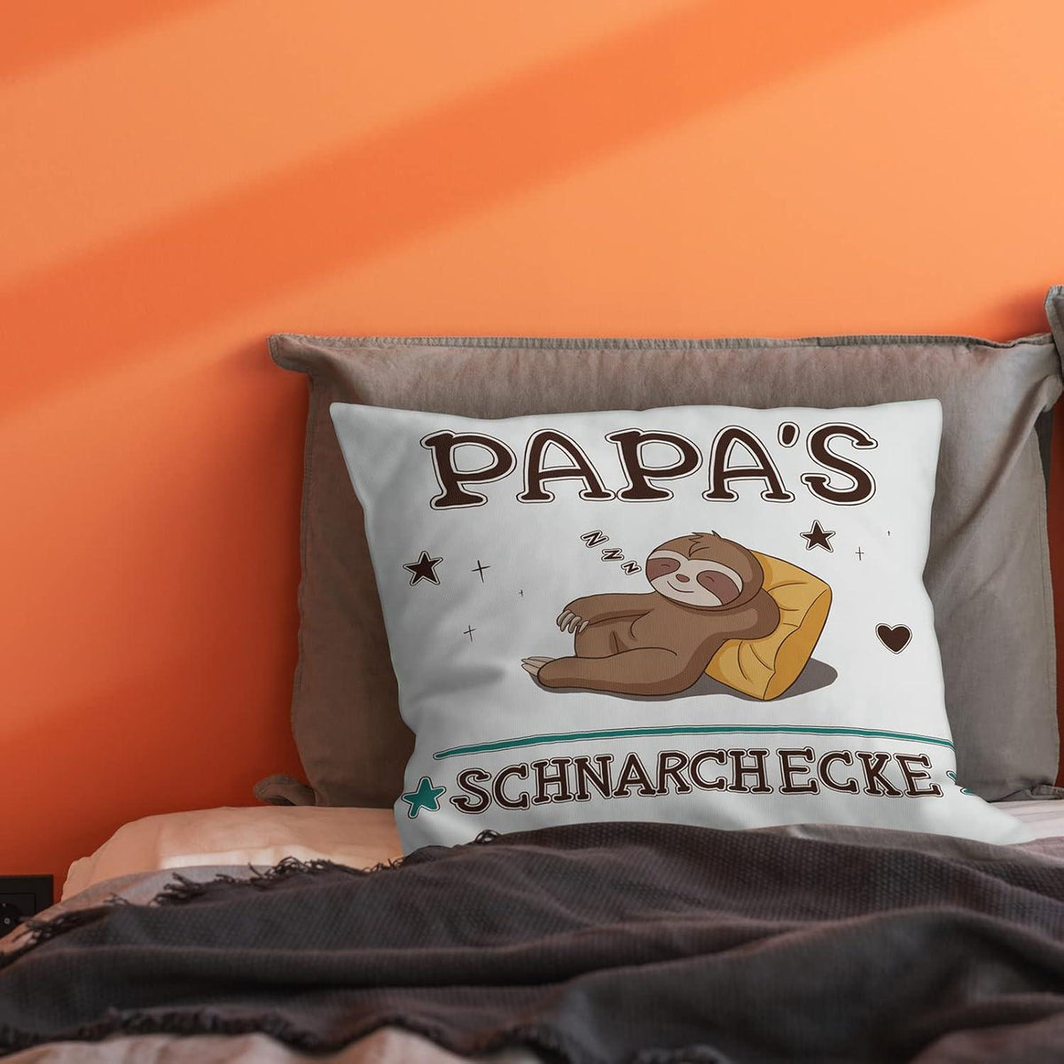 Papa Geschenk Weiß Kissenbezug 45x45 cm Vatertag Weihnachten Faultier Taschen