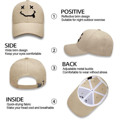 Gestickte Baseball Cap mit Lächeln – Verstellbare Unisex Kappe