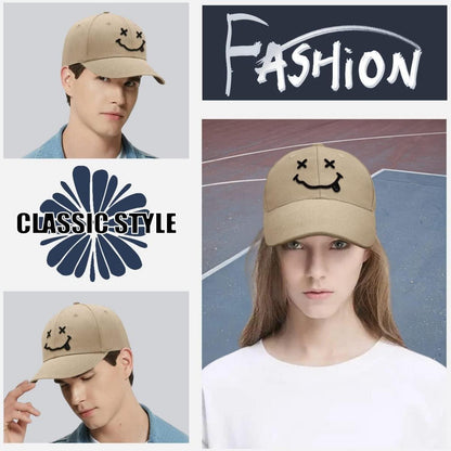 Gestickte Baseball Cap mit Lächeln – Verstellbare Unisex Kappe