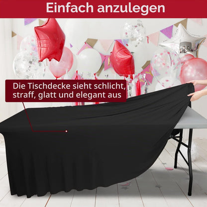 2in1 Spandex Tischrock & Tischdecke 6ft, Schwarz, 2er Pack