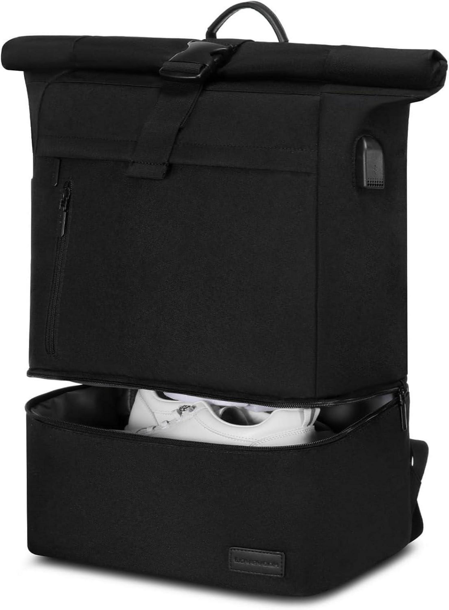 Wasserdichter Rolltop Rucksack mit Schuhfach und Laptopfach