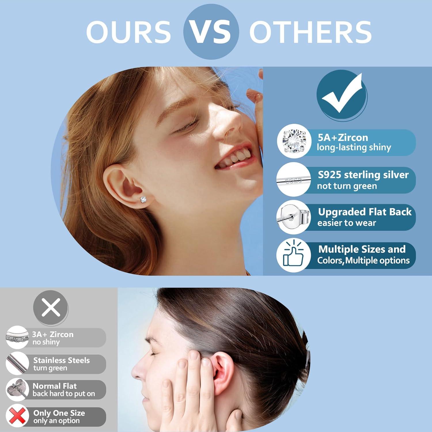 Ohrringe Set Damen Mädchen 925 Silber Herz Blume Creolen