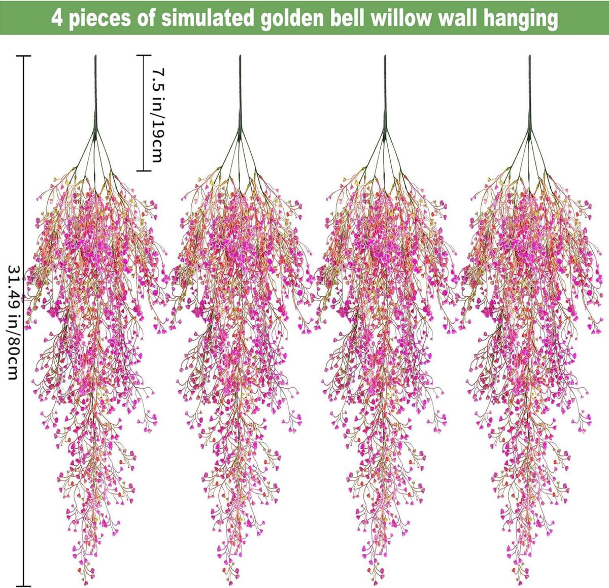 Künstliche Hängeblumen 80cm Rosa 4er Pack Outdoor Haus