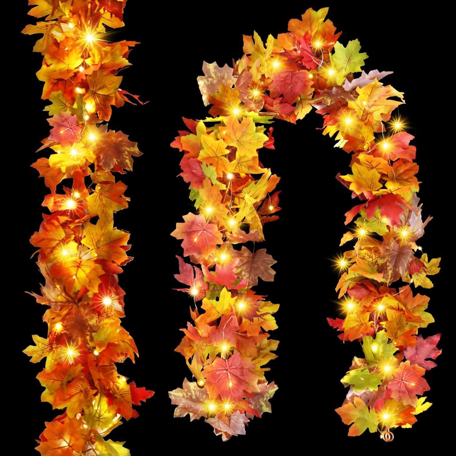 2er Set Künstliche Ahornblatt Girlanden 180cm Herbst Deko Halloween