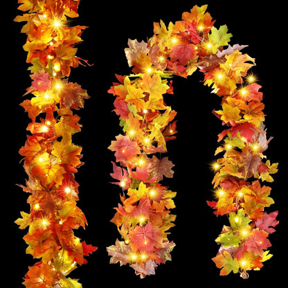 2er Set Künstliche Ahornblatt Girlanden 180cm Herbst Deko Halloween