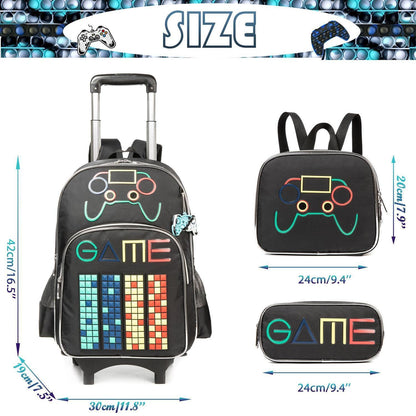 Schultrolley Rucksack mit Rollen – Schwarz