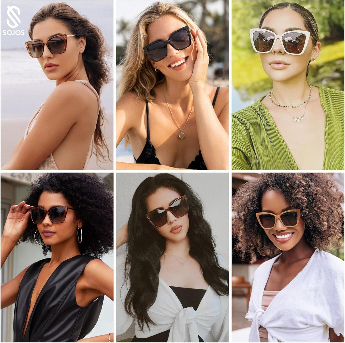 SOJOS Damen Sonnenbrille Cateye Retro Vintage Katzenauge