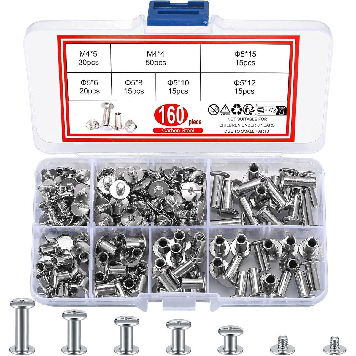 Chicago Schrauben Set 160tlg. M4 M5 für Leder & DIY