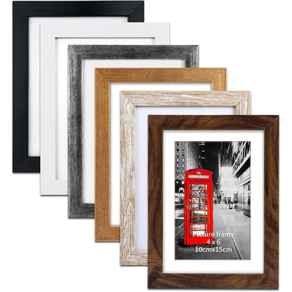 Bilderrahmen 10x15 6er-Set für Wand und Tisch, Holzoptik in