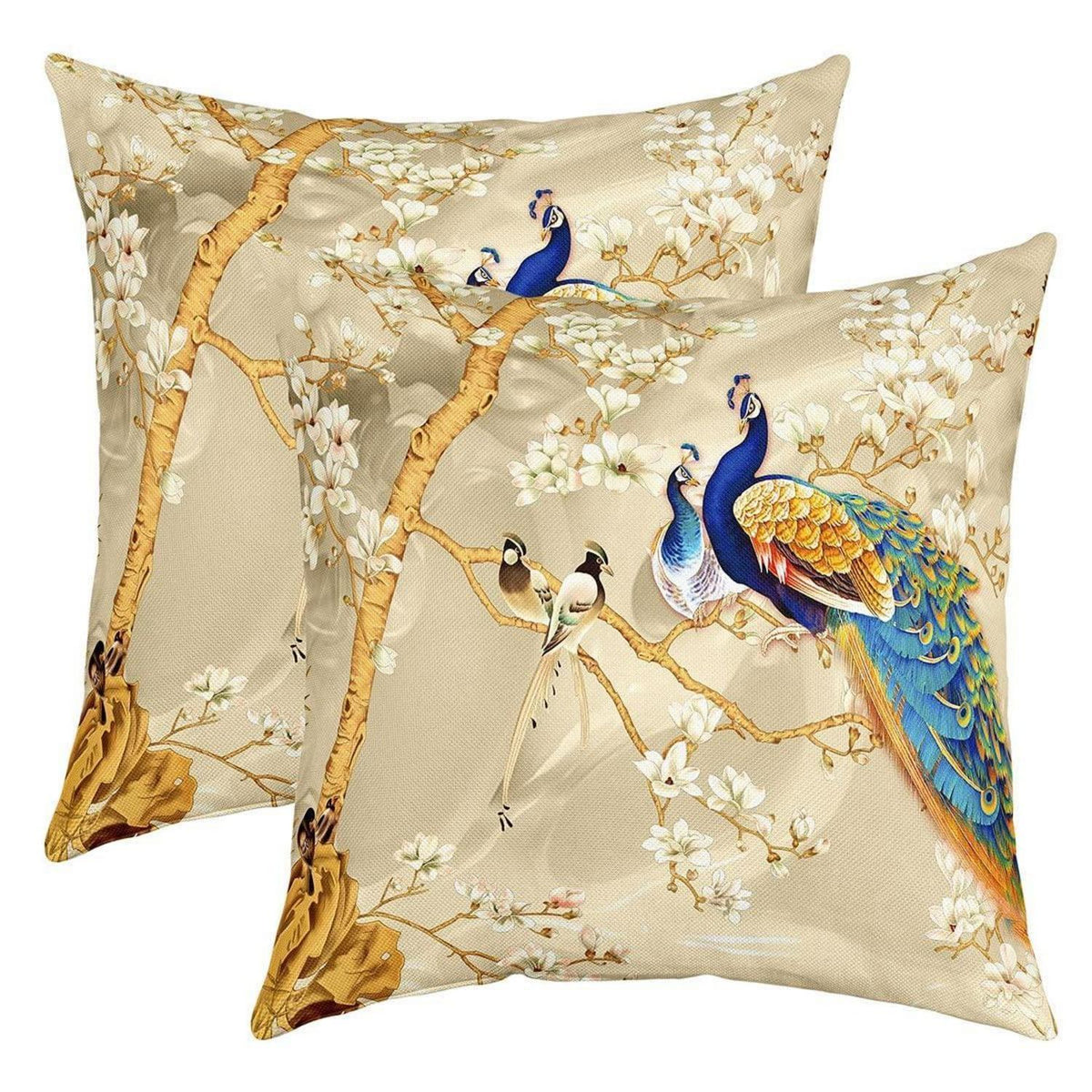 2x Kissenbezug Pfau 45x45cm - Dekorativ & Weich