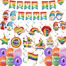 57-teiliges Pride LGBT Party Dekor Set Regenbogen Flagge Wimpelkette