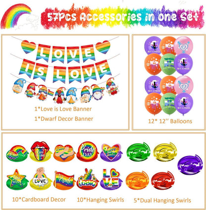 Pride LGBT Dekorationen Flagge Wimpel Ballons Regenbogen Set