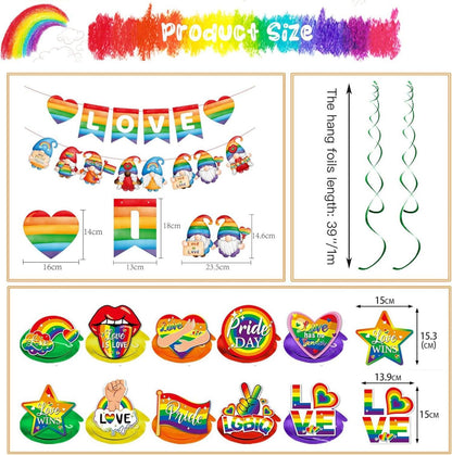 57-teiliges Pride LGBT Party Dekor Set Regenbogen Flagge Wimpelkette