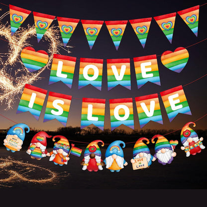 Rainbow Pride Party Dekorationen - Wimpelkette, Ballons, Wirbel, 57-teilig