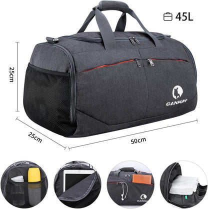CANWAY Faltbare Sporttasche mit Schuhfach und Nassfach 45L