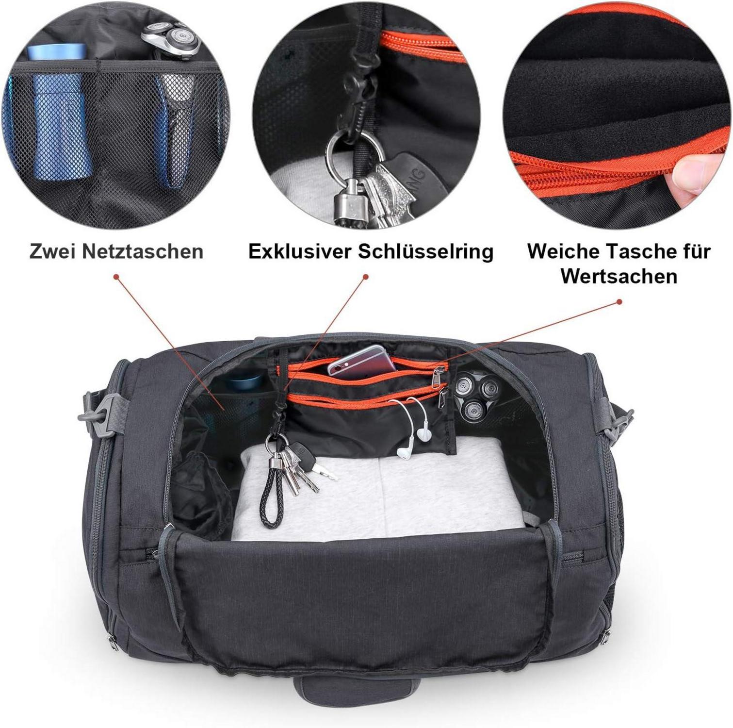 Sporttasche mit Schuhfach und Nassfach, Leichtgewicht 45L