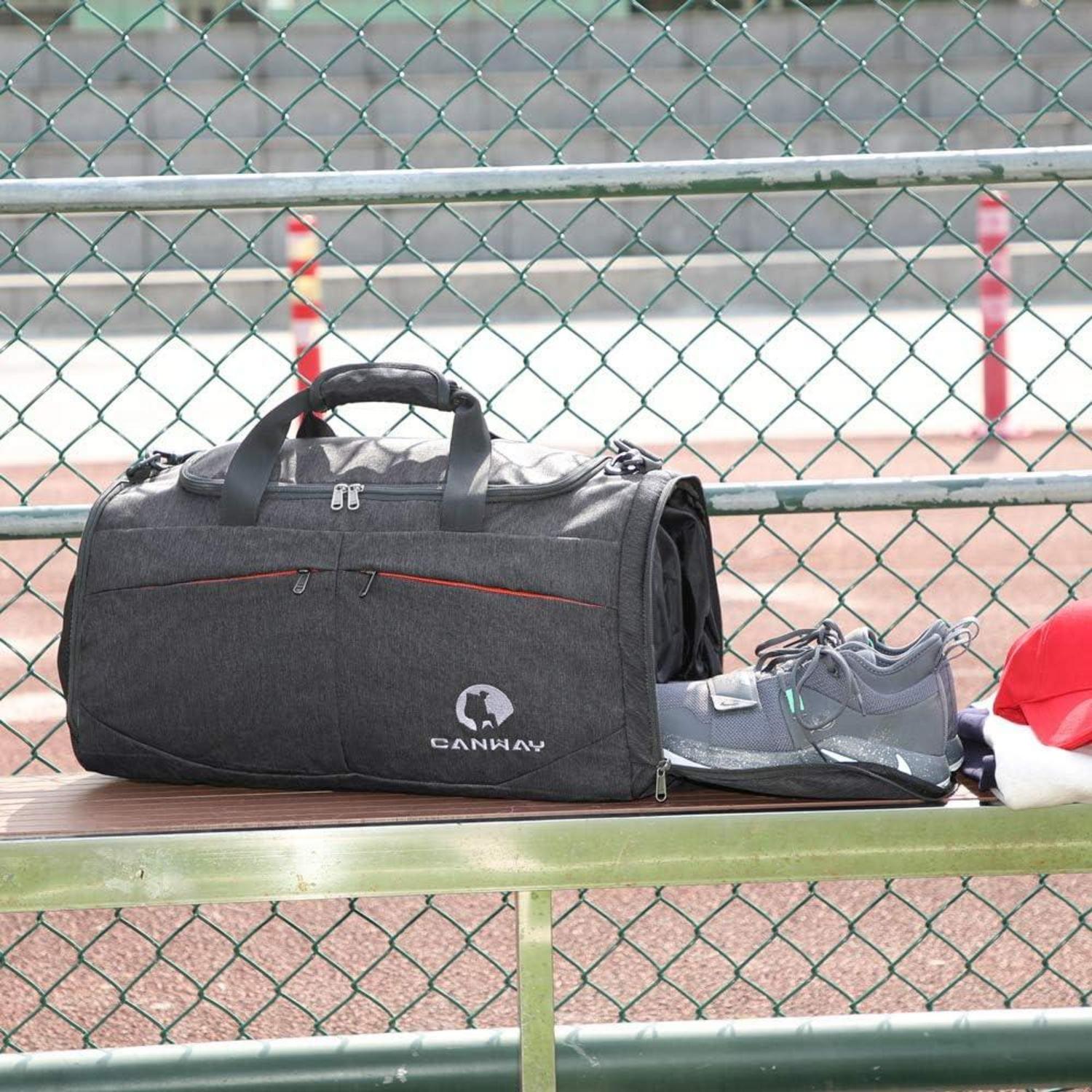 CANWAY Faltbare Sporttasche mit Schuhfach 45L Anthrazit Schwarz
