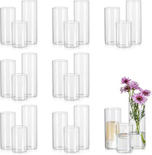 Deko Vasen Set 24tlg. 10/15/20cm Glasvase Blumenvasen Zylindervasen