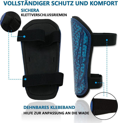 Schienbeinschoner Kinder Fußball Verstellbare Riemen Blau