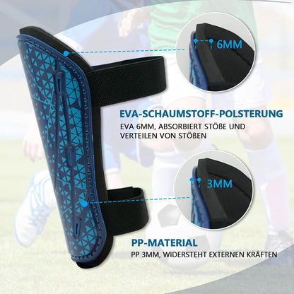 WECDOIT Fußball Schienbeinschoner Verstellbarer Riemen Kinder Erwachsene Blau