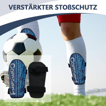 Fußball Schienbeinschoner Verstellbarer Riemen Jugendliche Erwachsene Blau