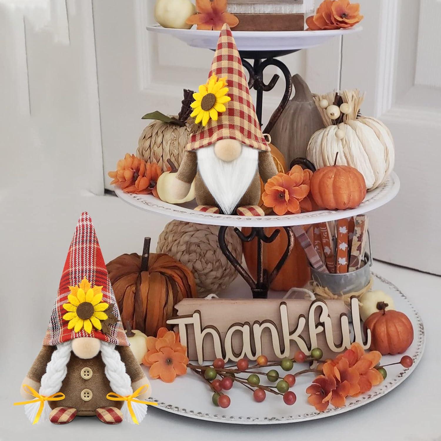 2er Set Handgemachte Herbst Wichtel Figuren Dekoration Rot