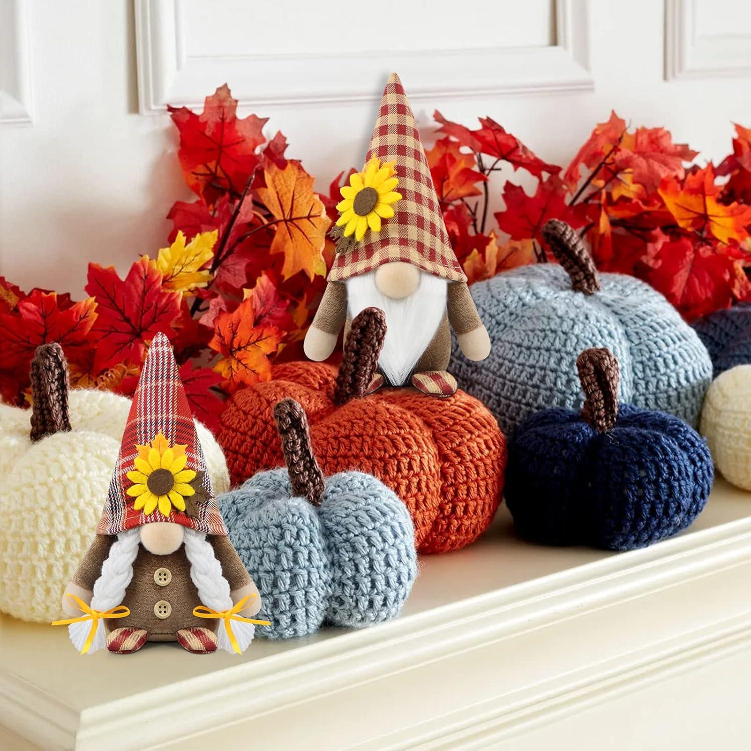 Herbst Wichtel Figuren 2er Set handgemachte Dekoration Tomte Skandinavisches