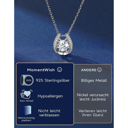 Moissanit Tanz Halskette Damen Silber 925 Hufeisen Glücksbringer Geschenk
