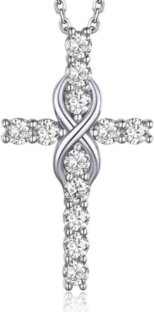 Kreuz Kette Moissanite Anhänger Silber 925 1,2 Karat Infinity Design