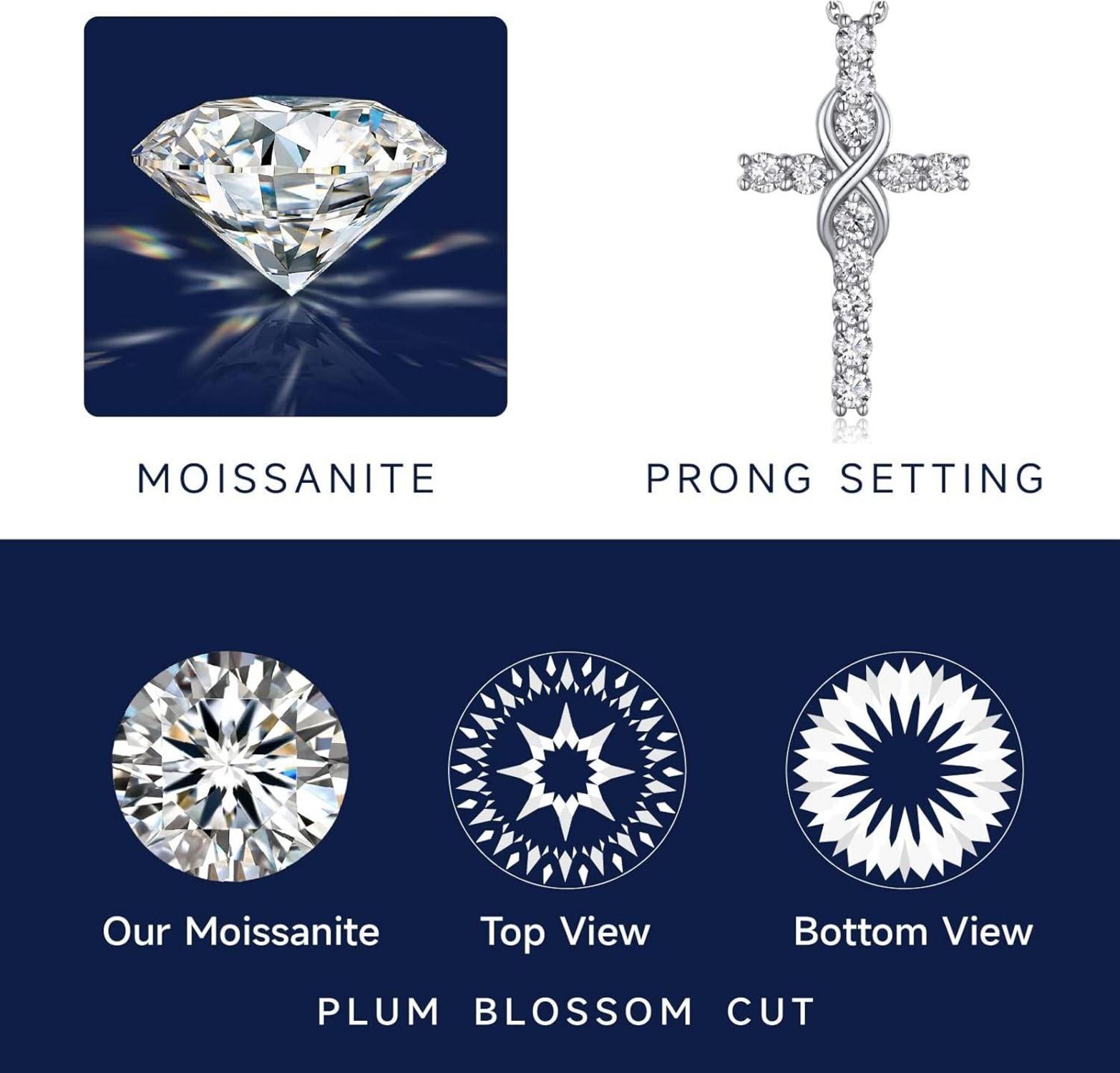 Kreuz Kette Moissanite 1,2 Karat Silber 925 Anhänger Halskette Frauen Männer