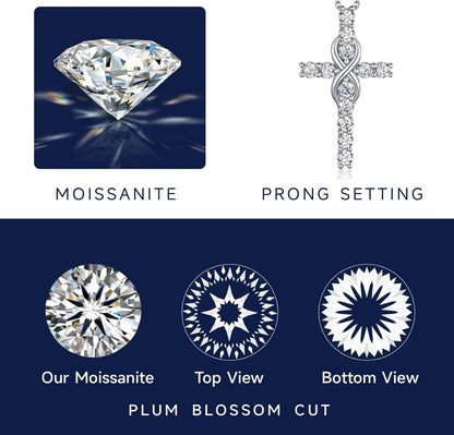 Kreuz Kette Moissanite 1,2 Karat Silber 925 Anhänger Halskette Frauen Männer