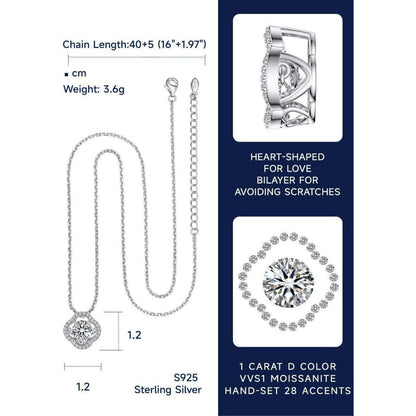 Halskette Damen Moissanit Kleeblatt Silber 925 Tanzender Stein Geschenk