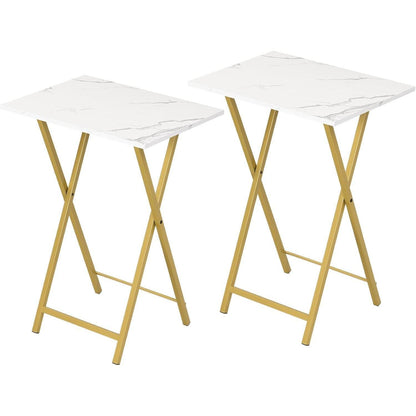 Klappbarer Beistelltisch 2er Set Industriestil Gold Marmor