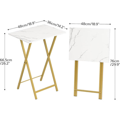 Klappbarer Beistelltisch 2er Set Industriestil Gold Marmor
